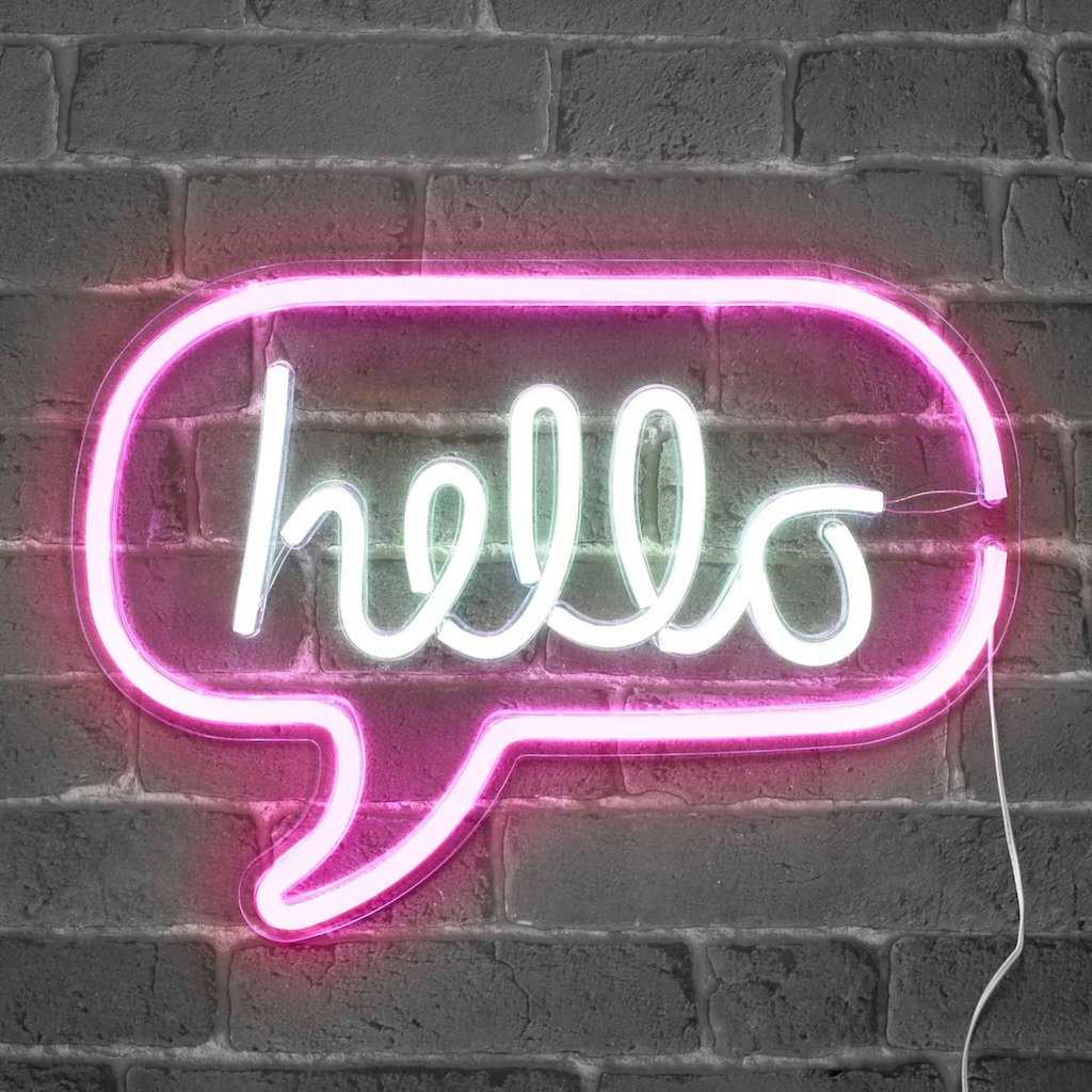 neon mural hello