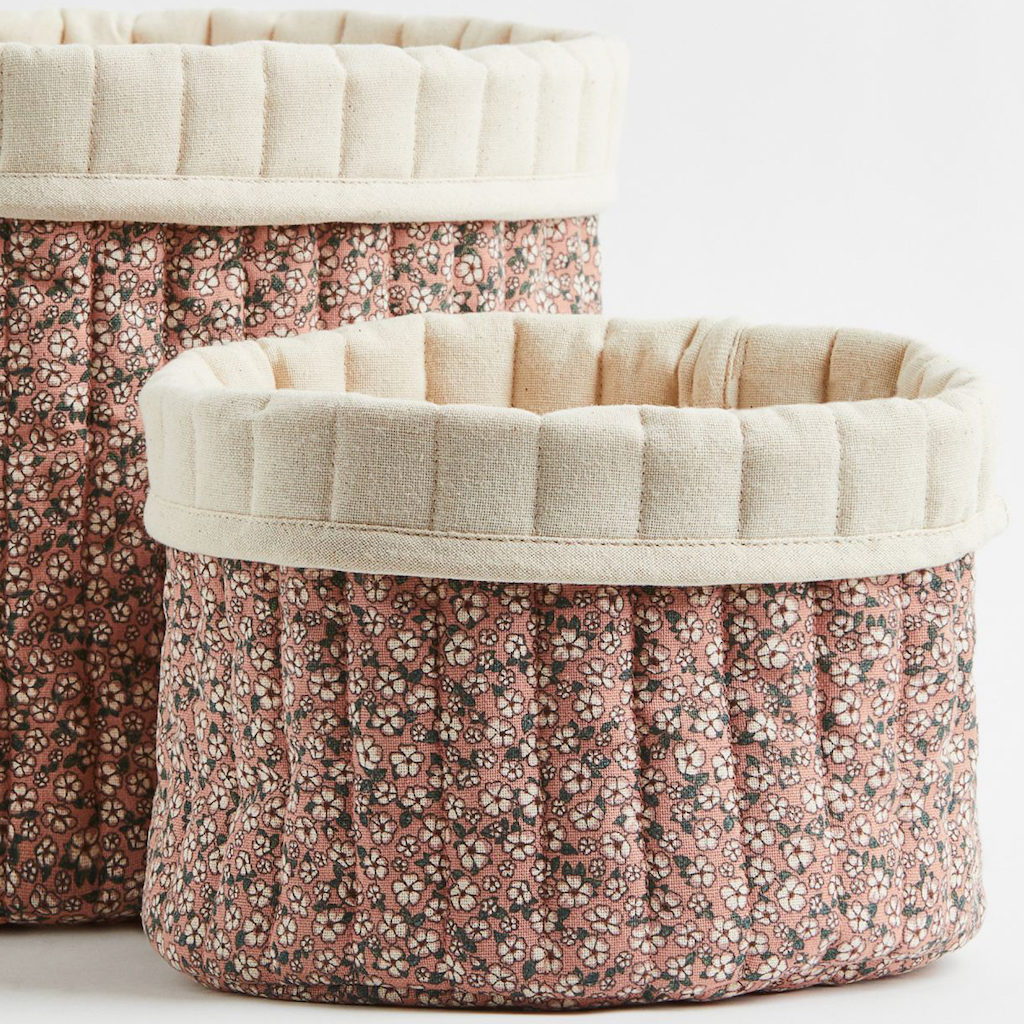 panier tissu fleuri rangement