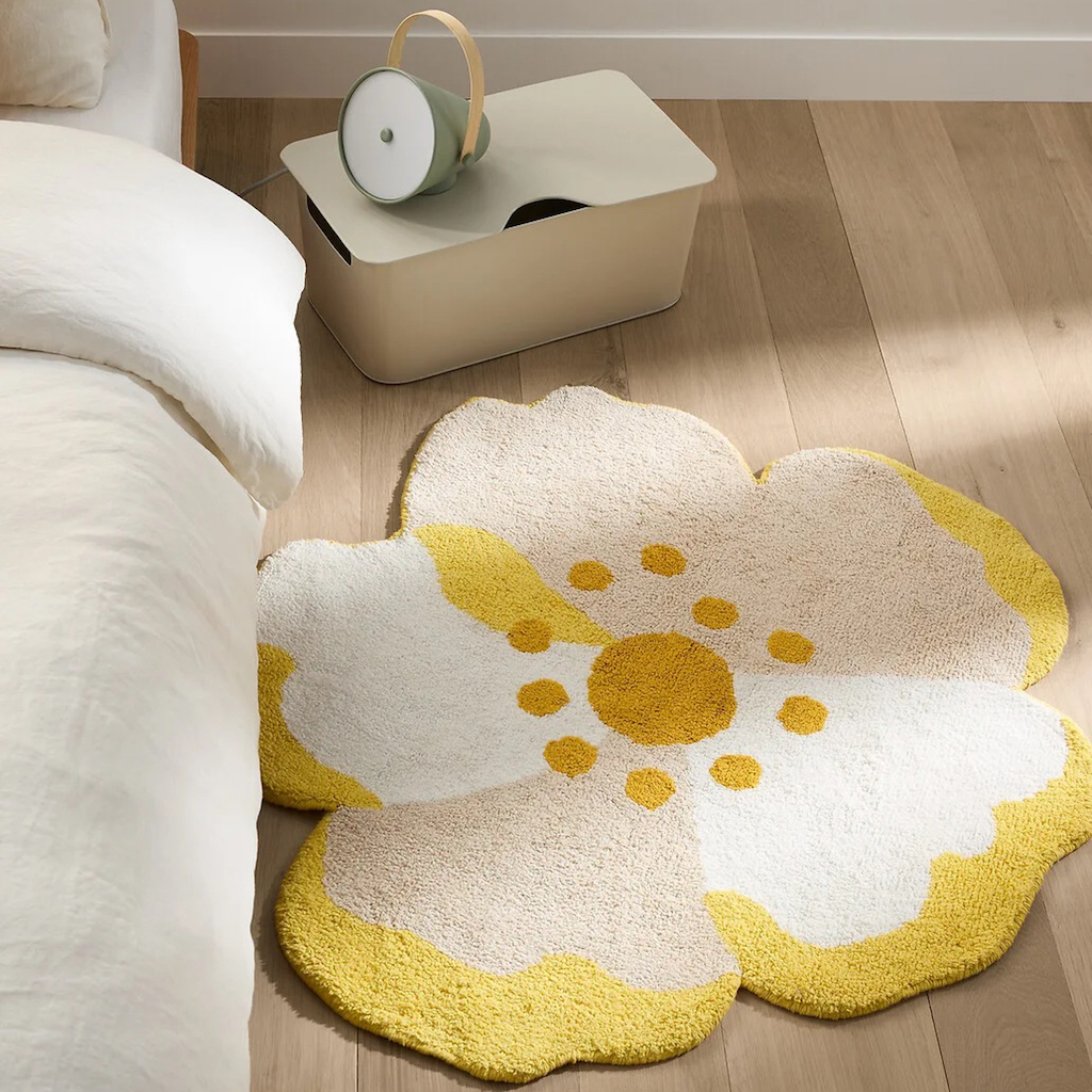 tapis enfant fleur jaune