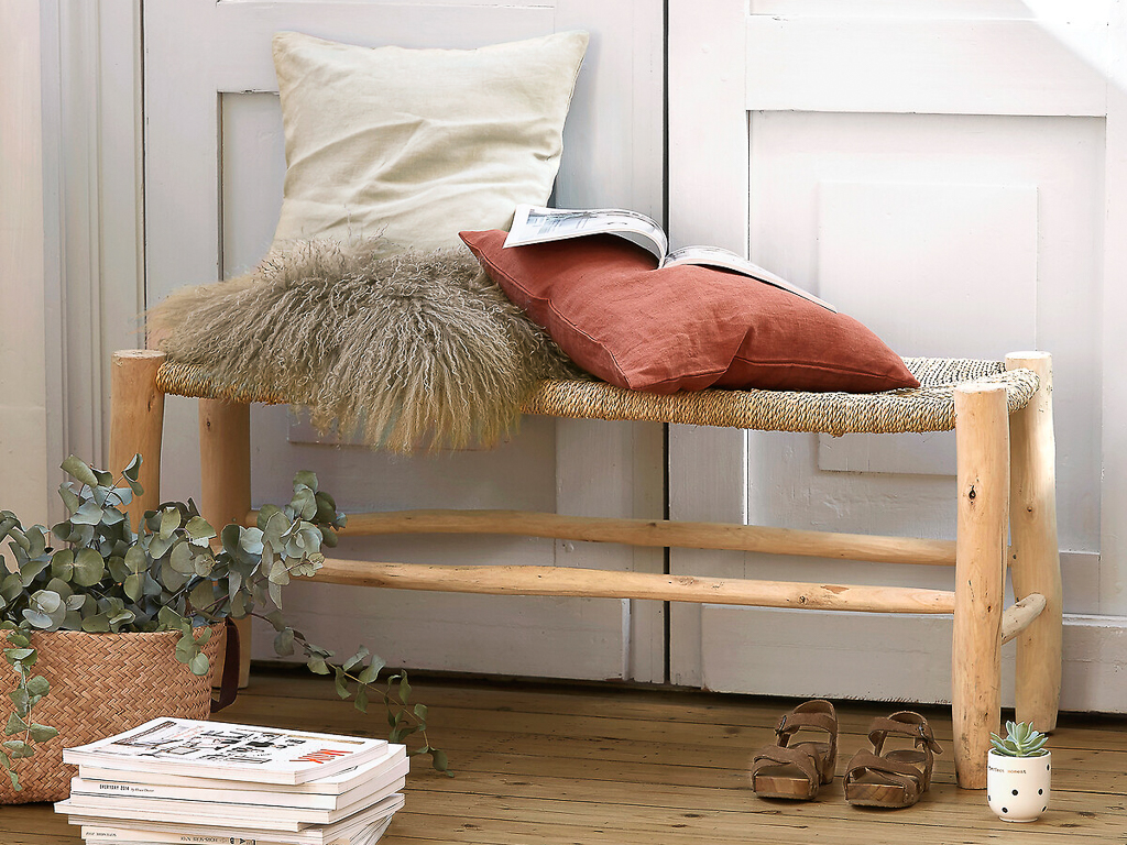 banc entrée bois et corde
