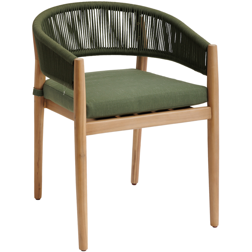 chaise de jardin teck et cordage vert