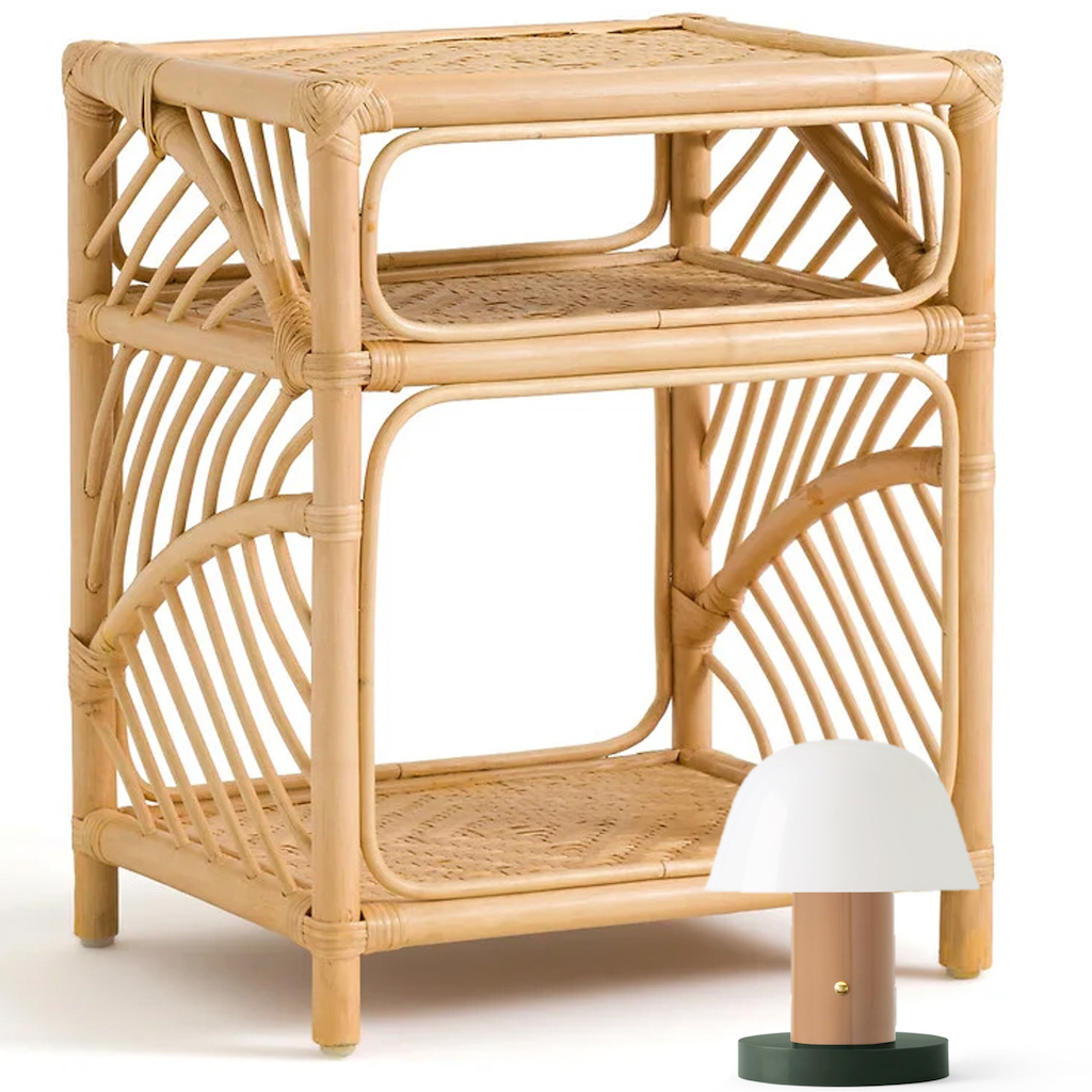 table de chevet en rotin