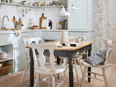cuisine vintage bleu ciel et blanc