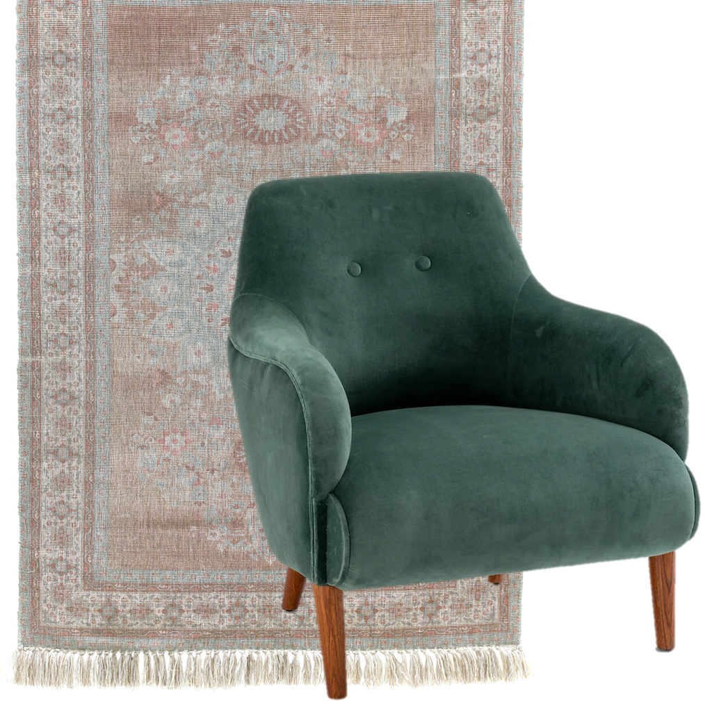 fauteuil en velours vert