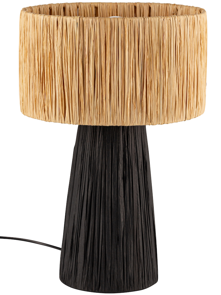 lampe en raphia naturel et noir