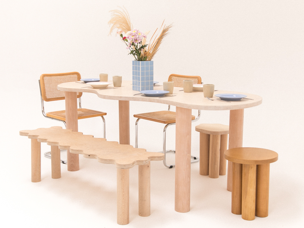table de repas en bois design organique