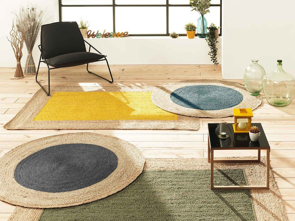 Où trouver un tapis en jute coloré - Joli Place