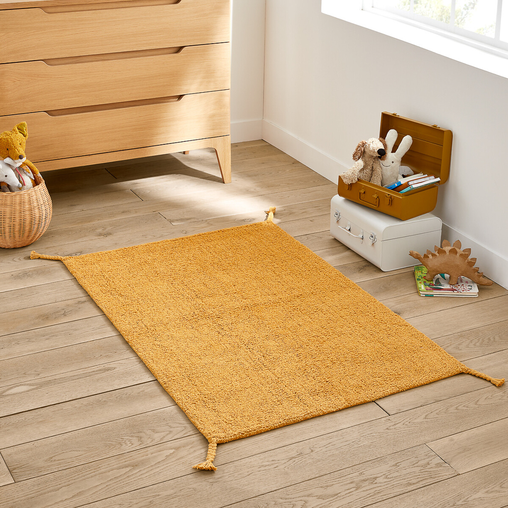 tapis enfant jaune moutarde