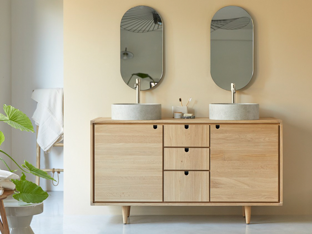 Meuble sous vasque en chêne massif