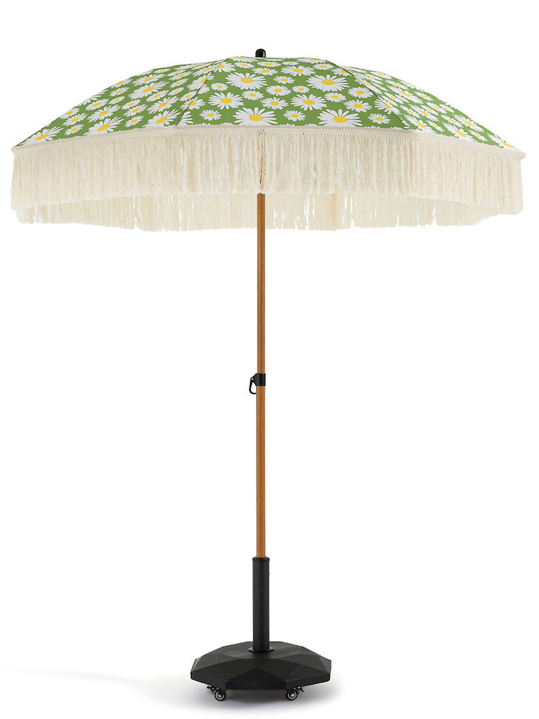 parasol à frange motif fleuri