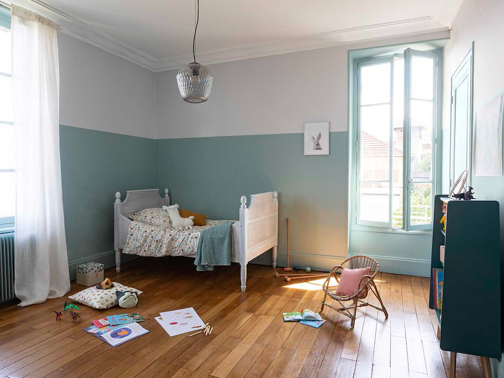 chambre enfant bleu céladon