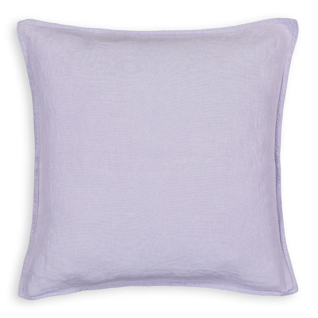 coussin en lin lilas
