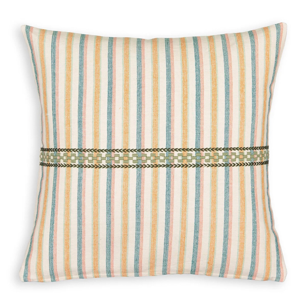 coussin rayé multicolore