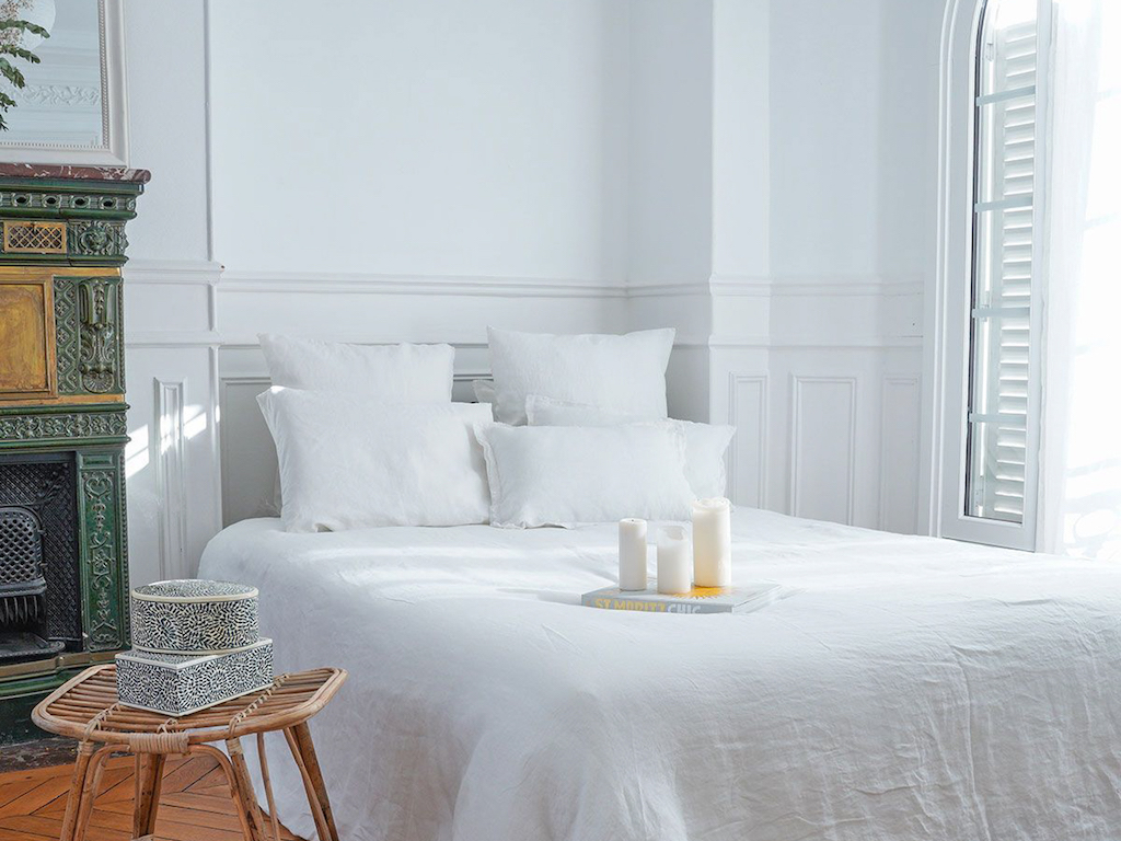 linge de lit blanc chic