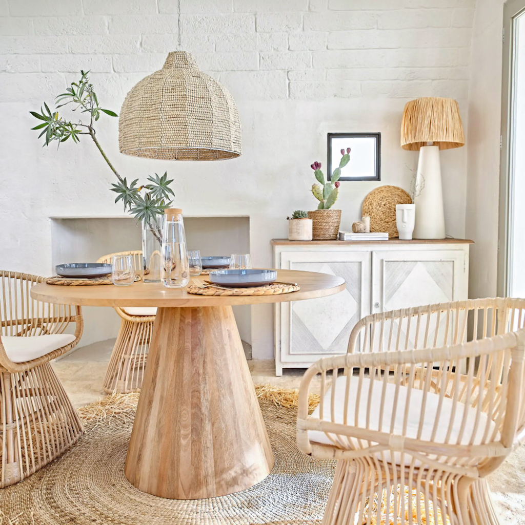 Où trouver une table ronde en bois massif avec un pied central