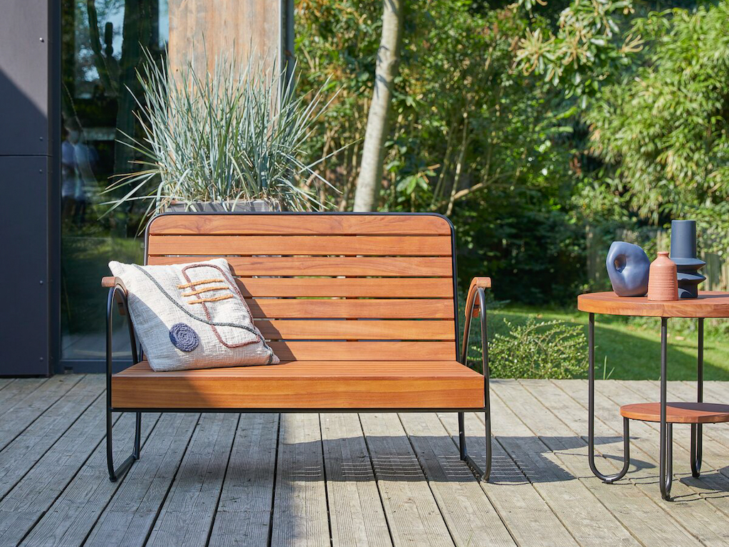 banquette de jardin teck massif