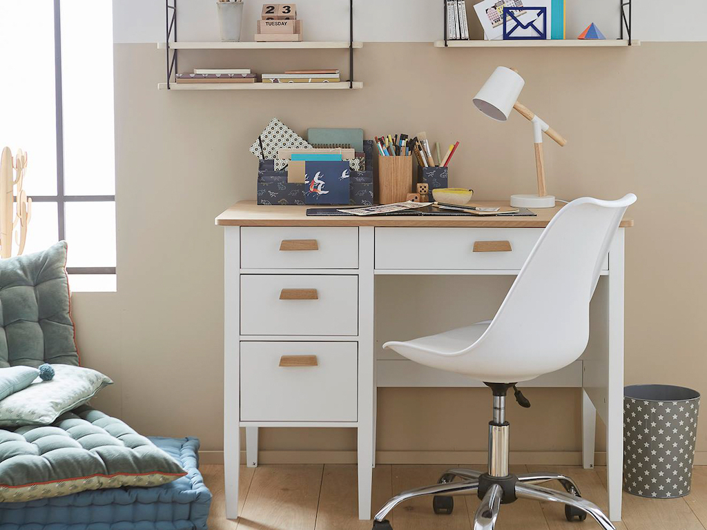 bureau enfant blanc et bois