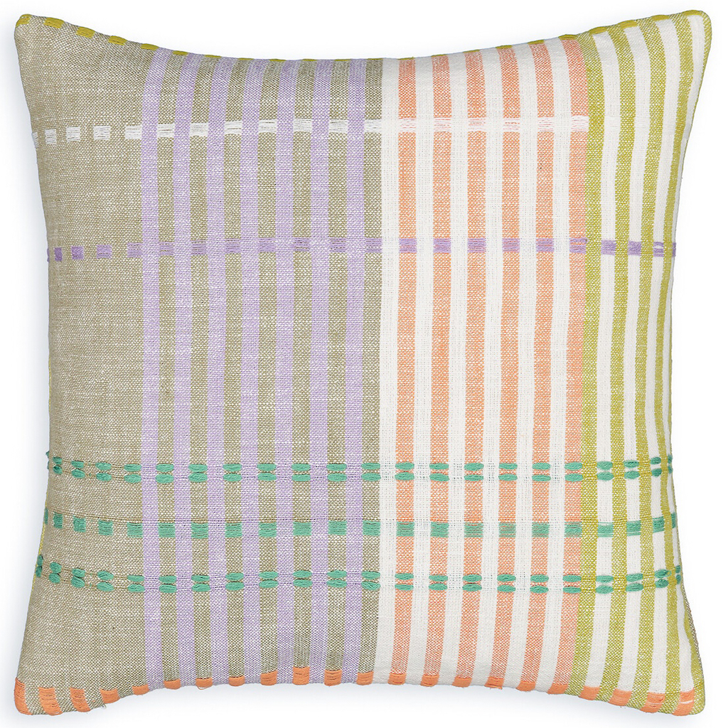 coussin rayures multicolores
