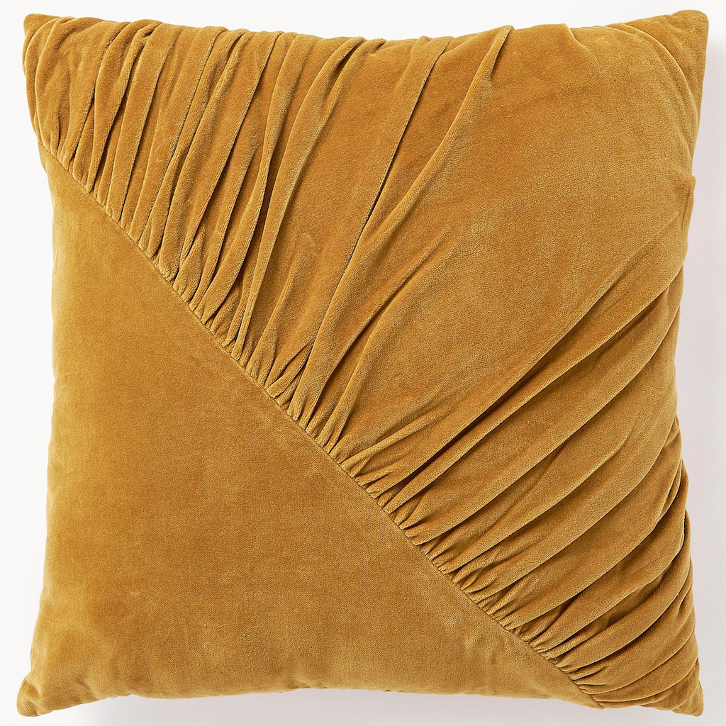 coussin jaune velours