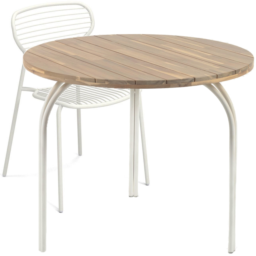 table de jardin bois et blanc