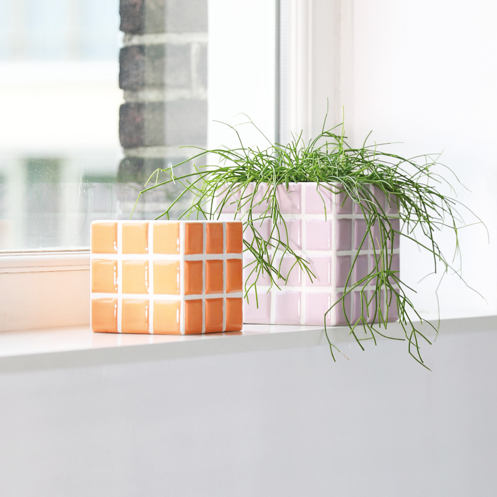 cache pot orange et rose