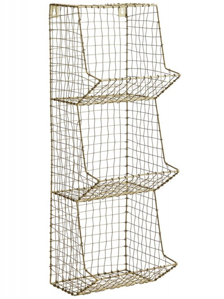 étagère murale filaire dorée pour cuisine