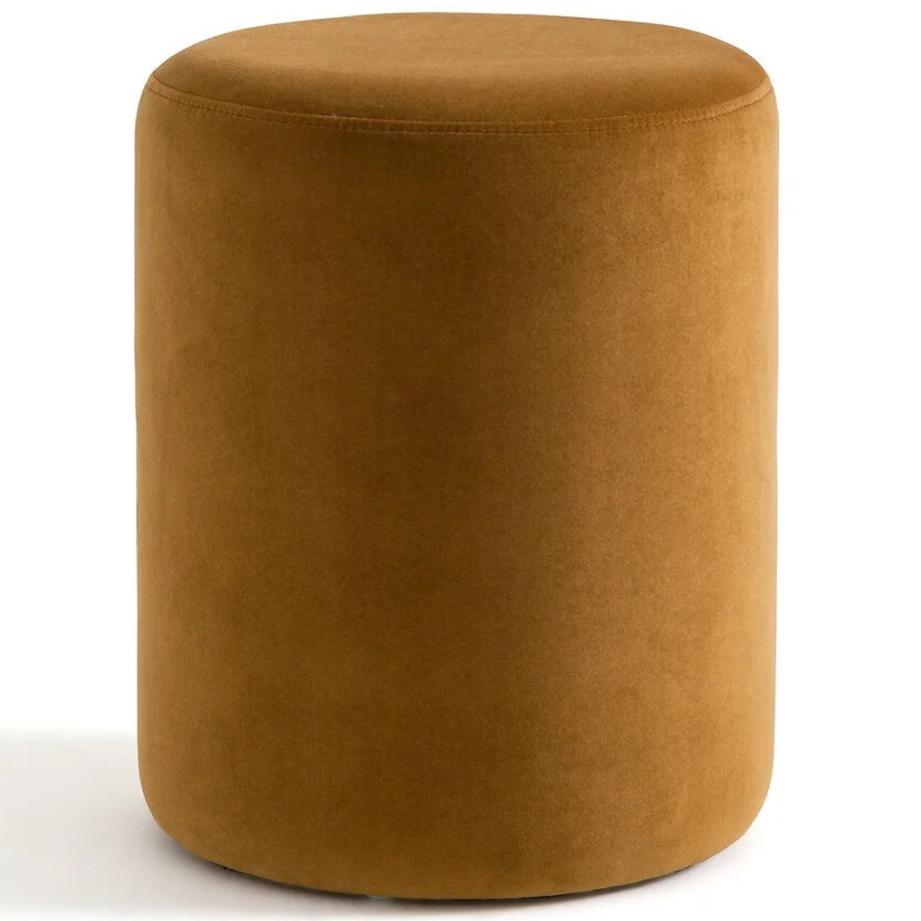 pouf en velours ocre