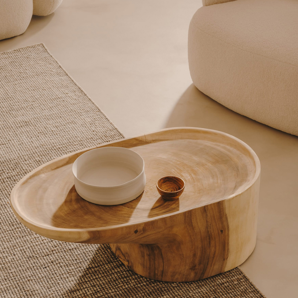 table basse sculpture bois massif