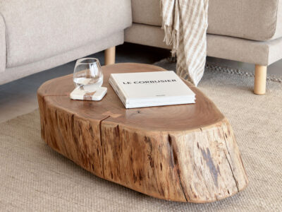 table basse bois massif tronc