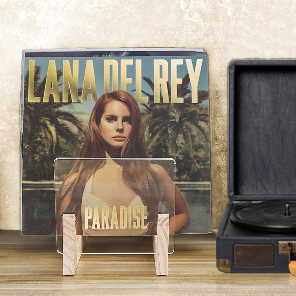 rangement pour disques vinyles en bois et plexi