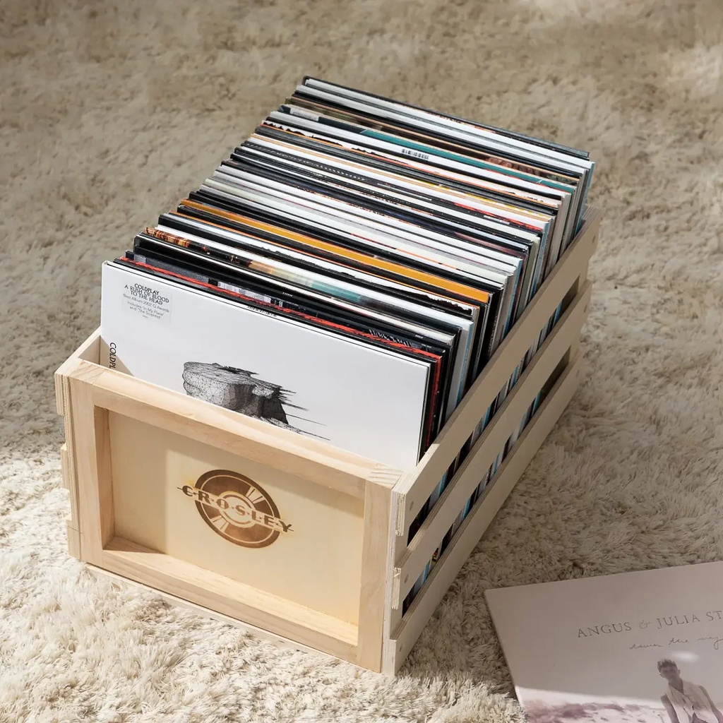 caisse en bois crosley pour vinyles