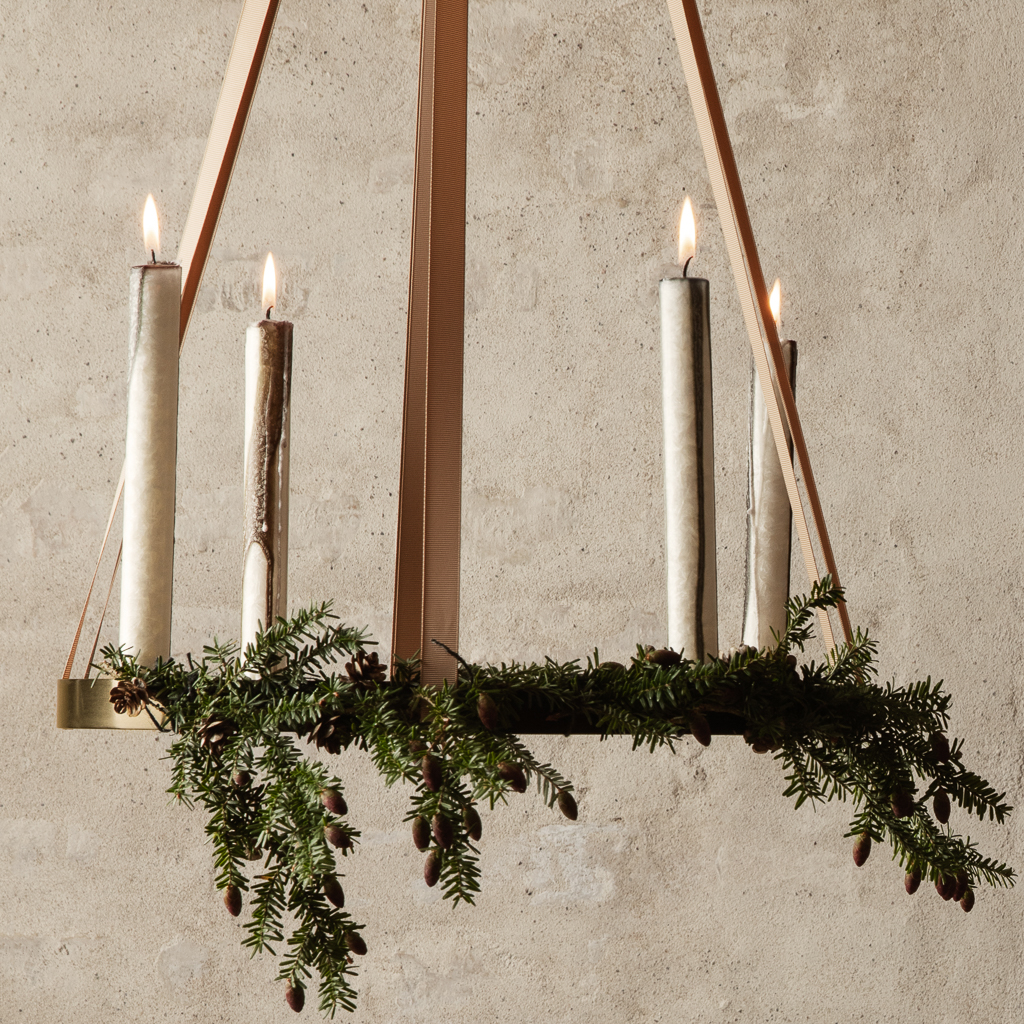 Bougeoir de l'avent cercle en laiton à poser ou suspendre