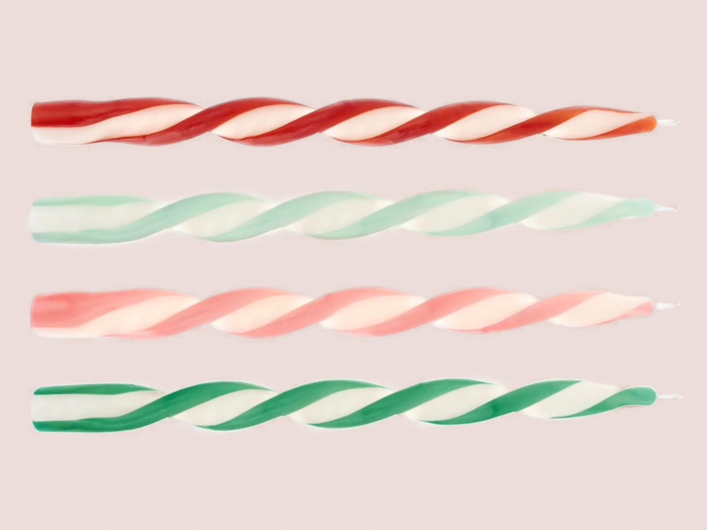 bougies torsadées multicolores