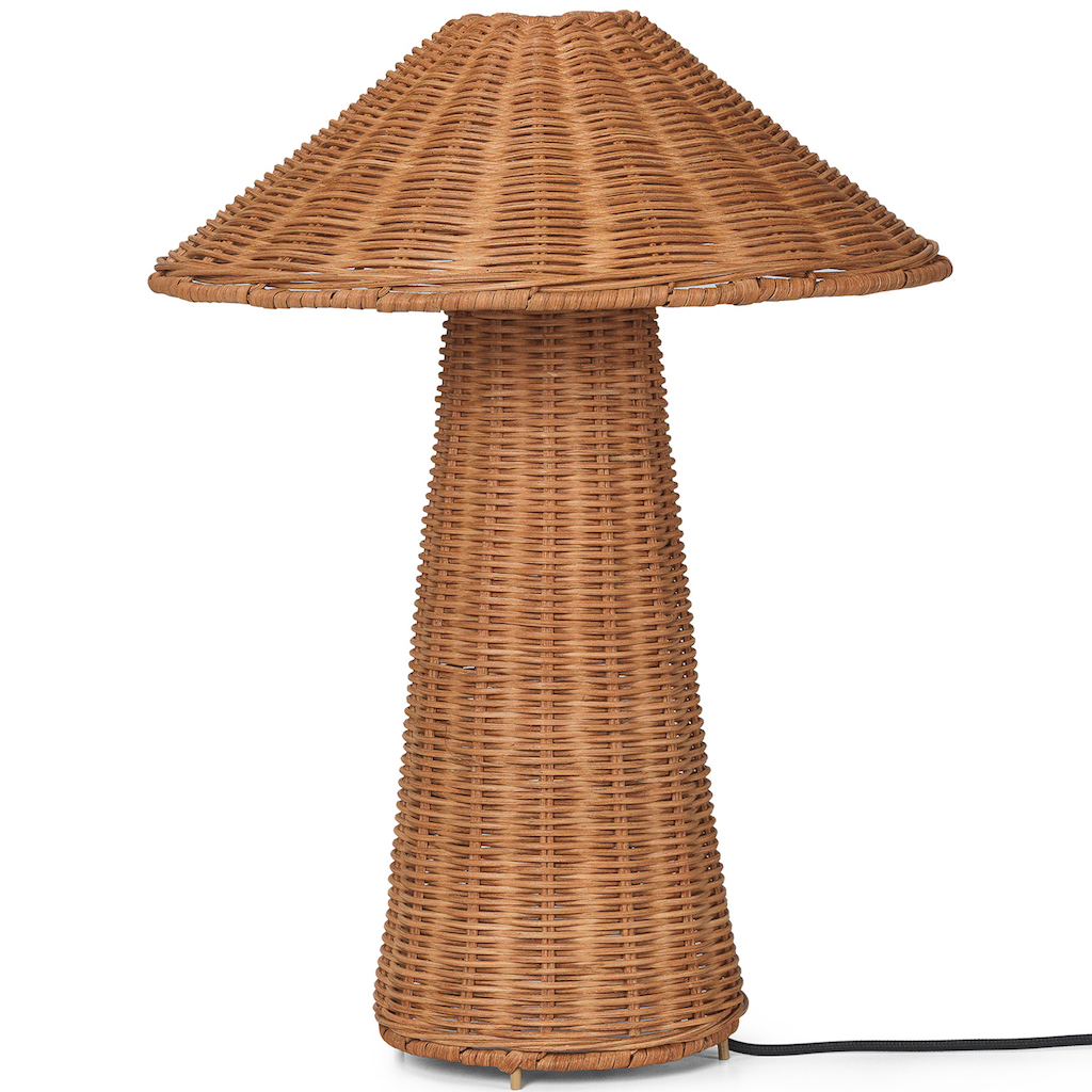 lampe champignon en rotin