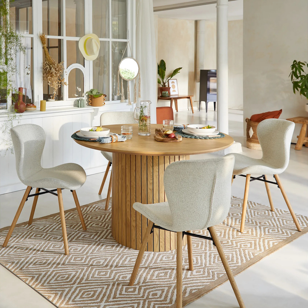 table de repas ronde pied central