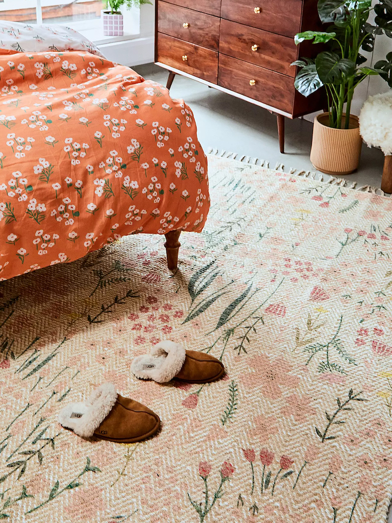 tapis fleuri en coton