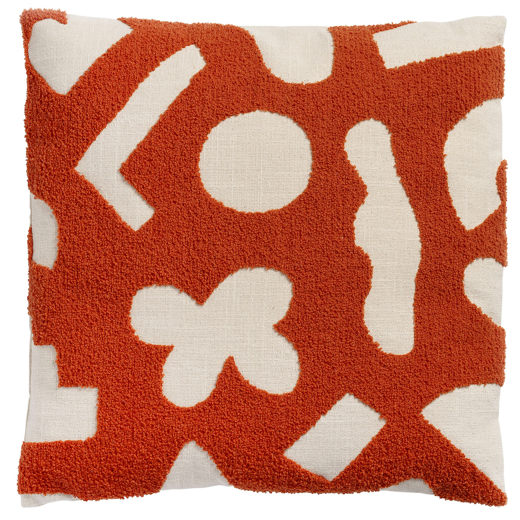 coussin rouge et blanc