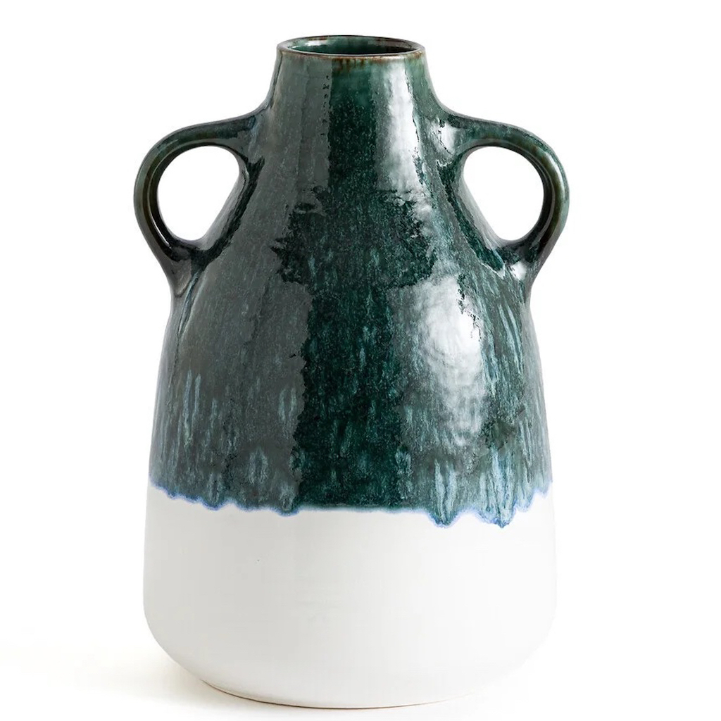 vase anses vert et blanc
