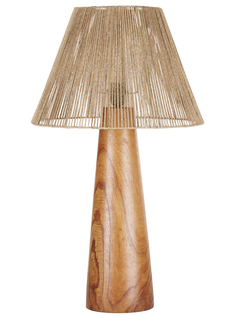lampe en bois et jute H70 cm