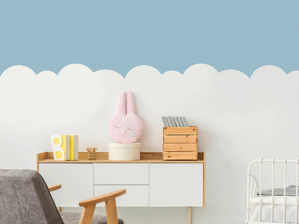 pochoir nuage motif peinture chambre enfant