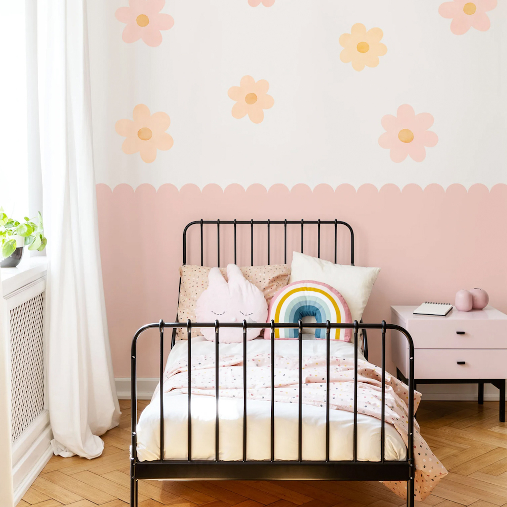 demi papier peint festons chambre enfant