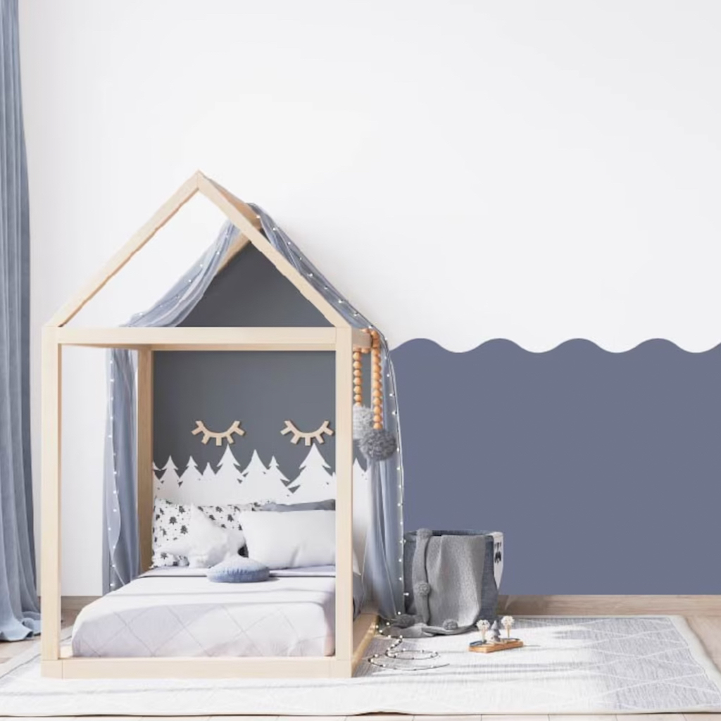 pochoir vagues motif peinture chambre enfant