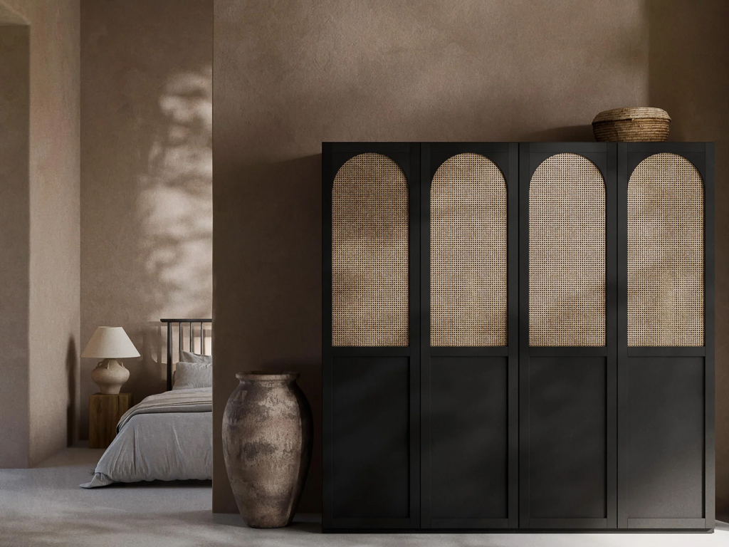 déco beige et noir chambre