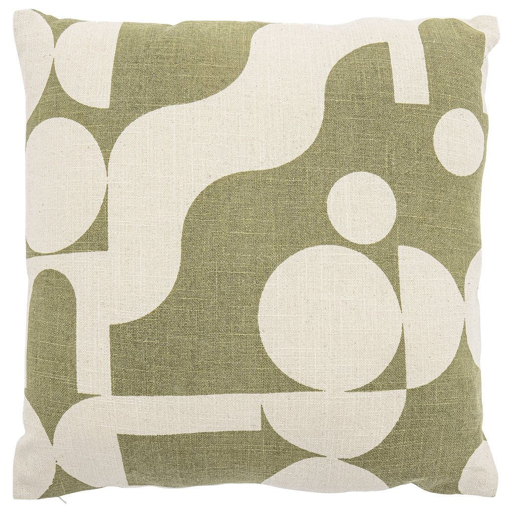 coussin vert olive et blanc