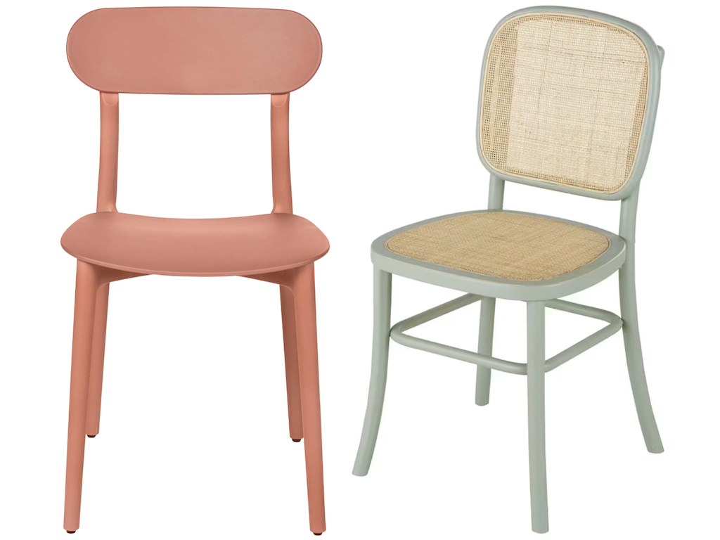 chaises rose et vert