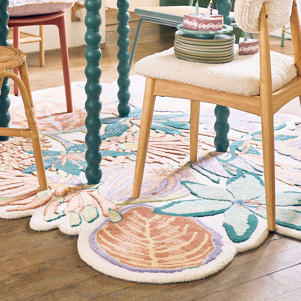 tapis fleuri pastel