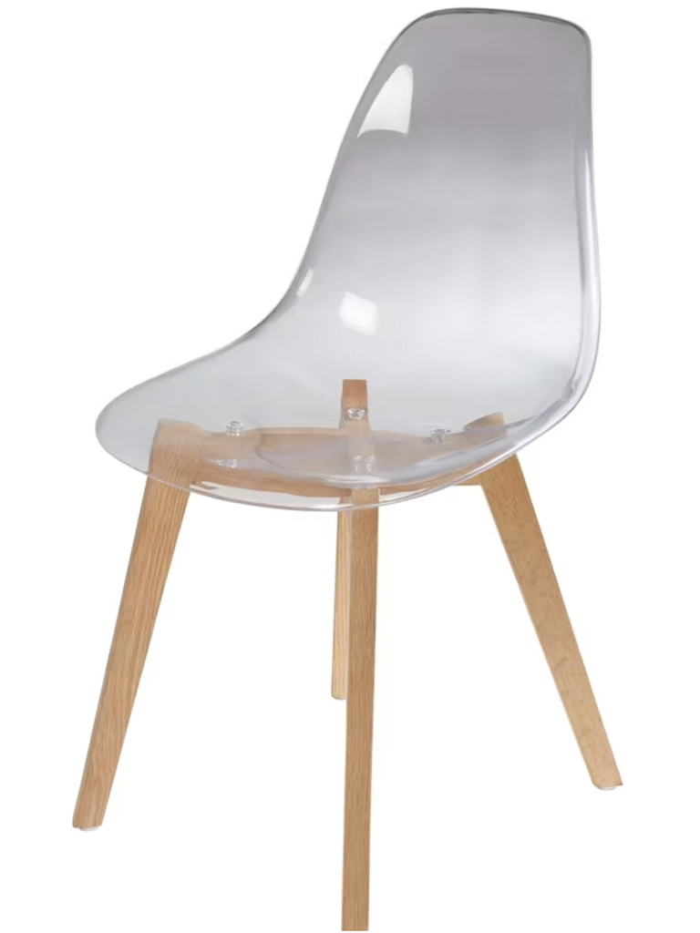 chaise transparente et bois