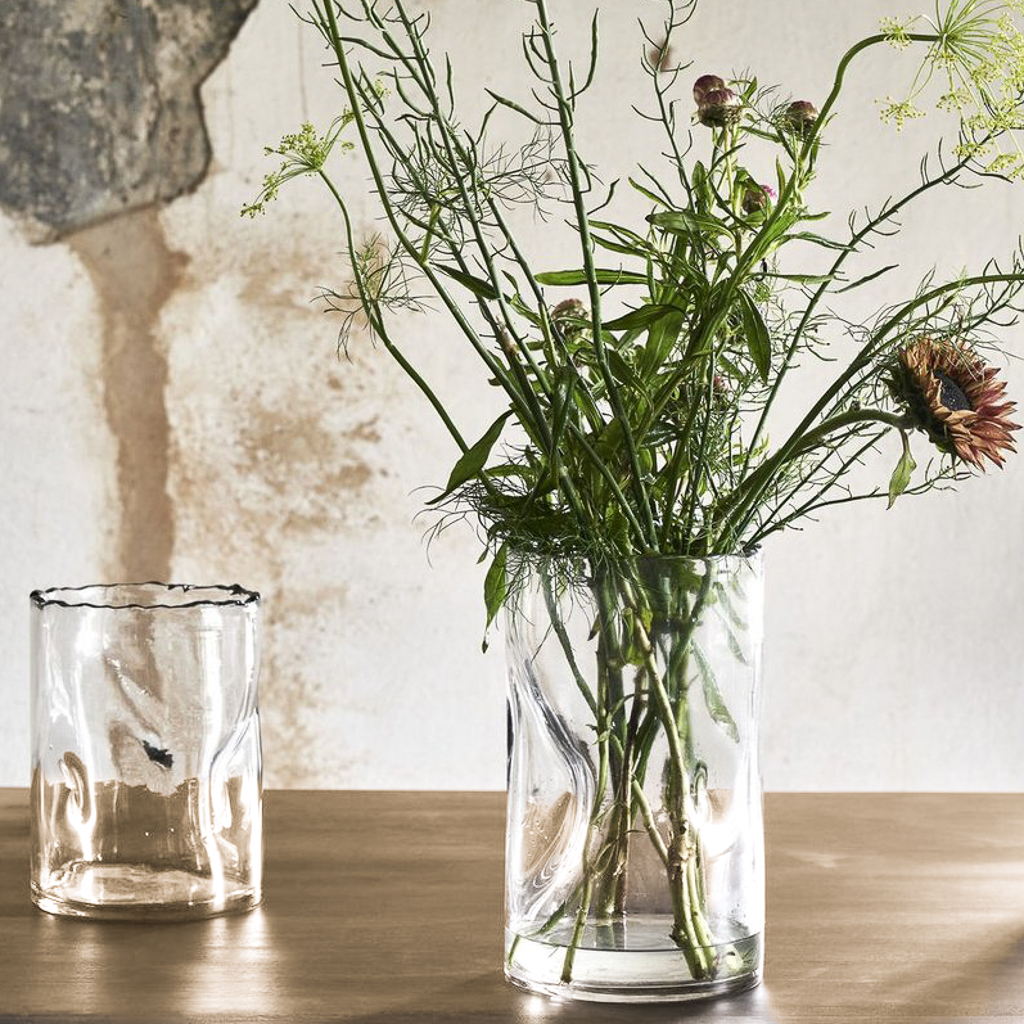 vase en verre bord irrégulier
