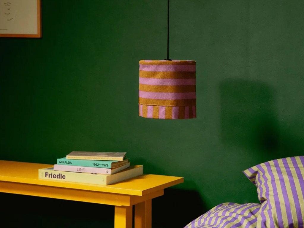 abat jour rayures rose et orange