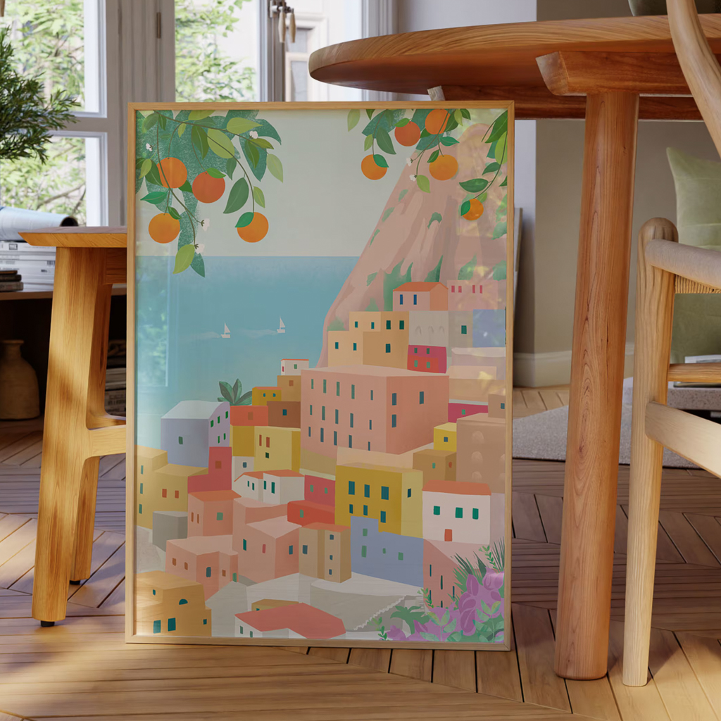 affiche paysage multicolore